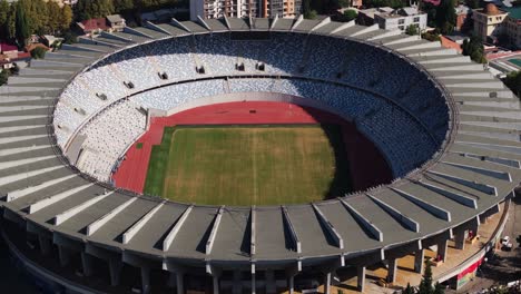 backward drone shot reveals beautiful boris paichadze dinamo arena