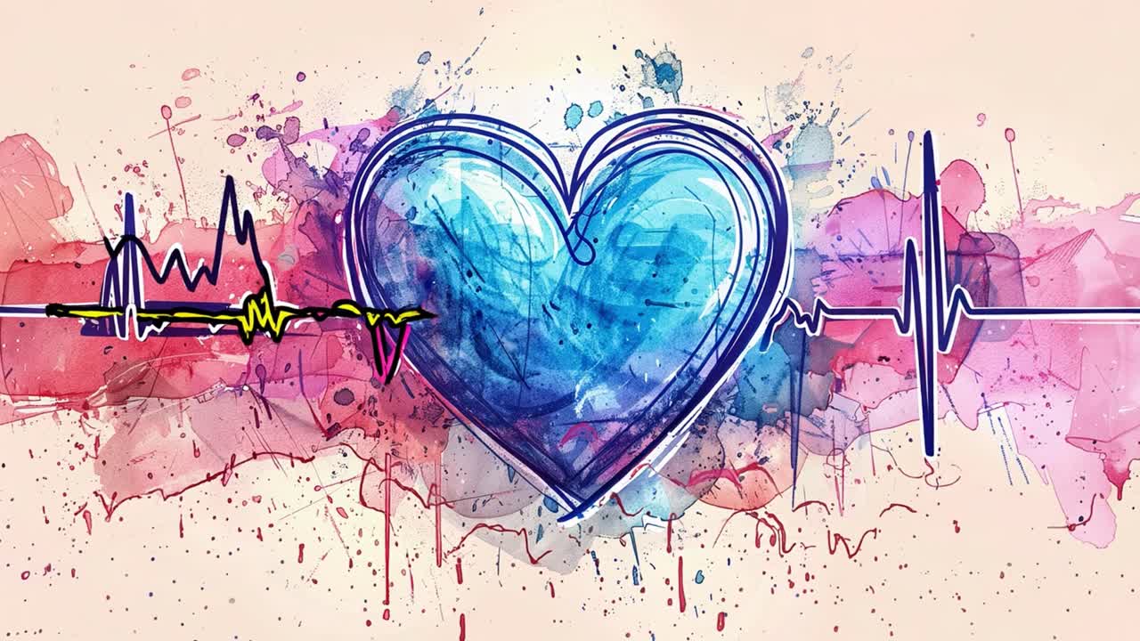 Watercolor Heartbeat Art