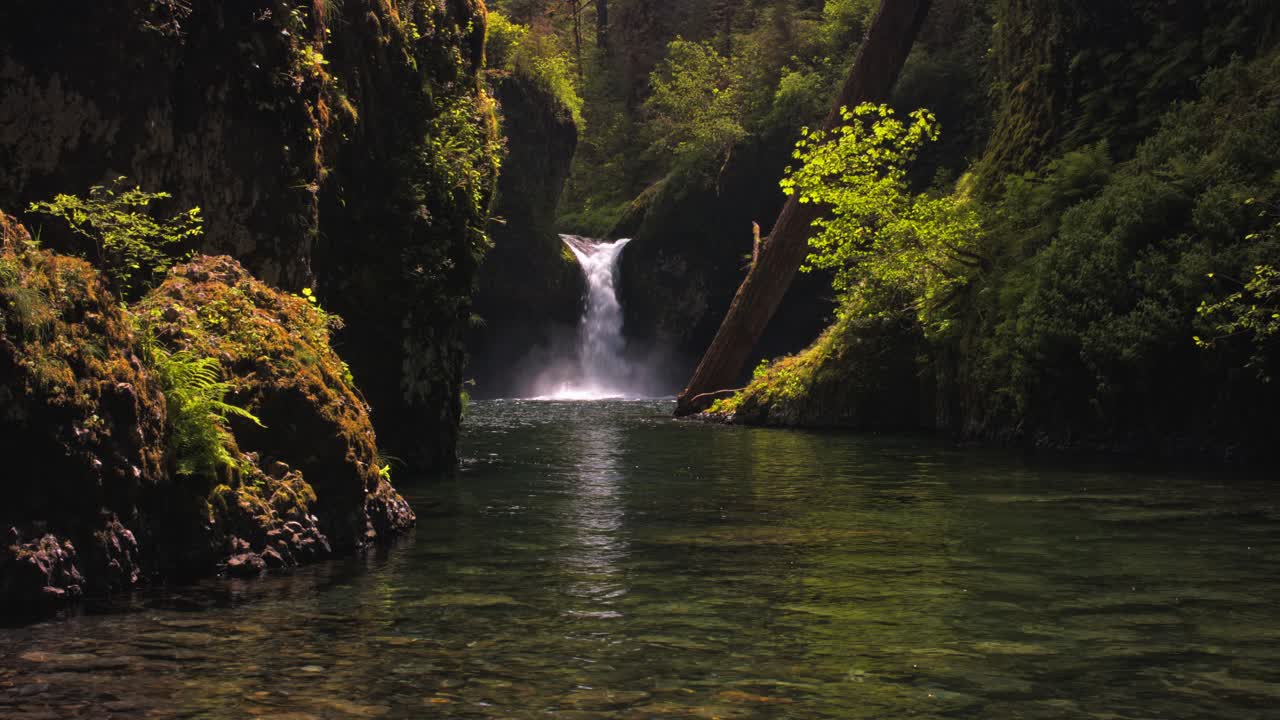 Paisagem pitoresca de cachoeira com vegetação exuberante