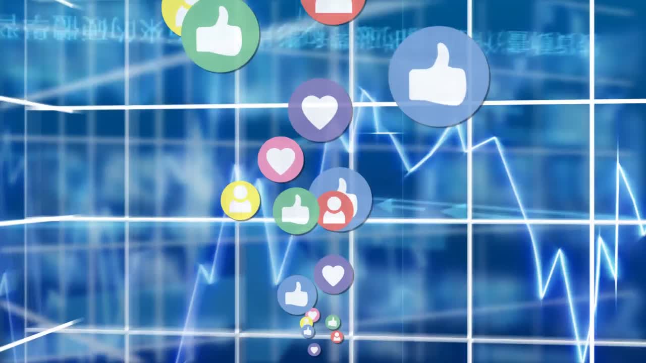 소셜 미디어 아이콘과 그래프