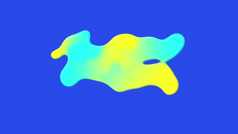 Teal and yellow puddle on blue background