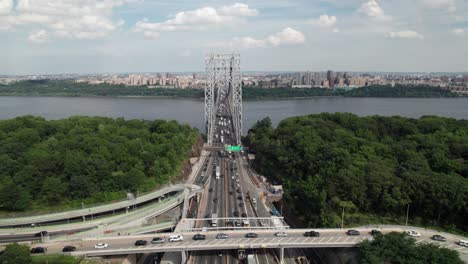 george washington bridge, nyc, epic 4k drone shot