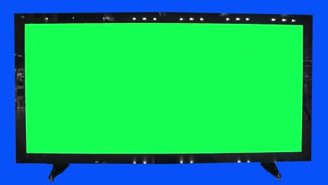 choma key, 3d billboard mock-up.  blank banner with green screen, blue screen background. a few empty board.