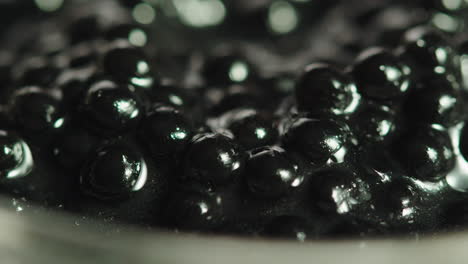 close-up of black caviar