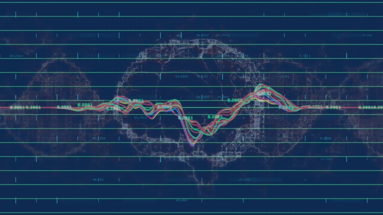 animación del procesamiento de datos financieros a través del cerebro digital