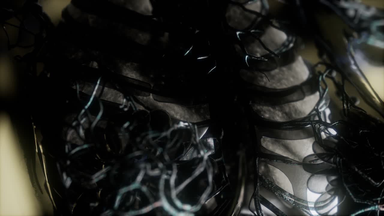 escaneo del cuerpo humano con pulmones y tráquea brillantes