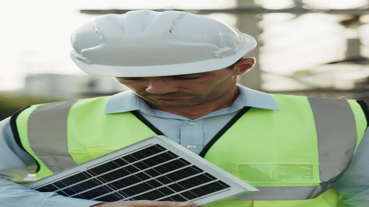 Engineer with solar panel