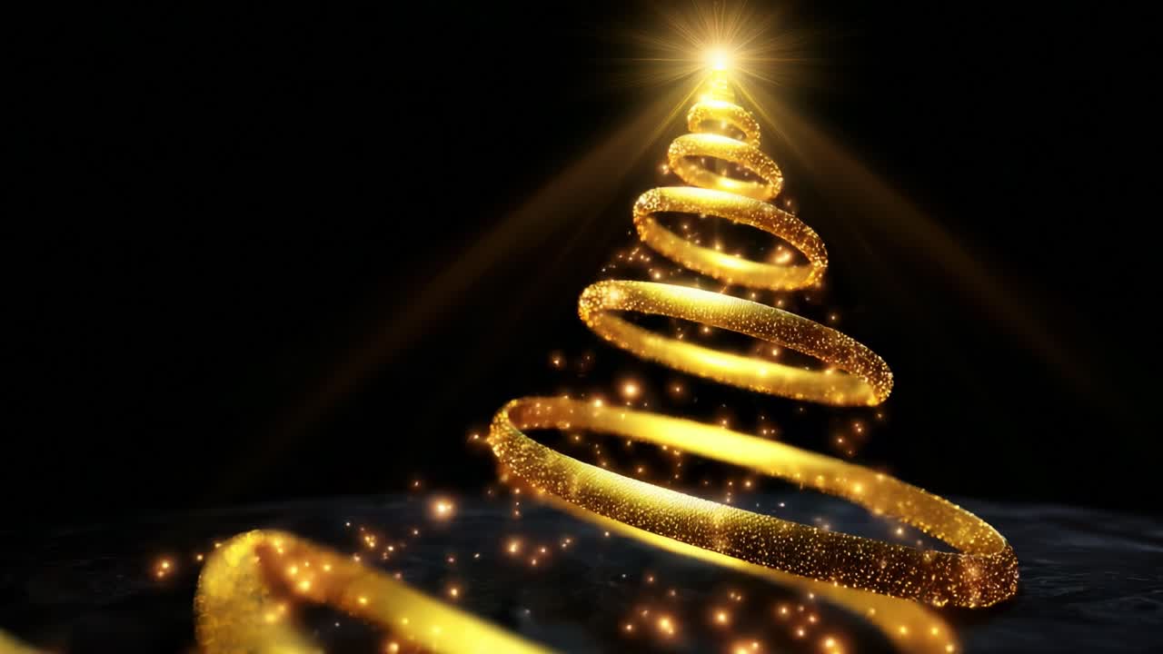 A Glorious Golden Christmas Tree Glimmers with Sparkling Lights, Creating a Magical and Enchanting Ambiance, Perfect for Celebrating the Joyous Holiday Season in Style and Elegance