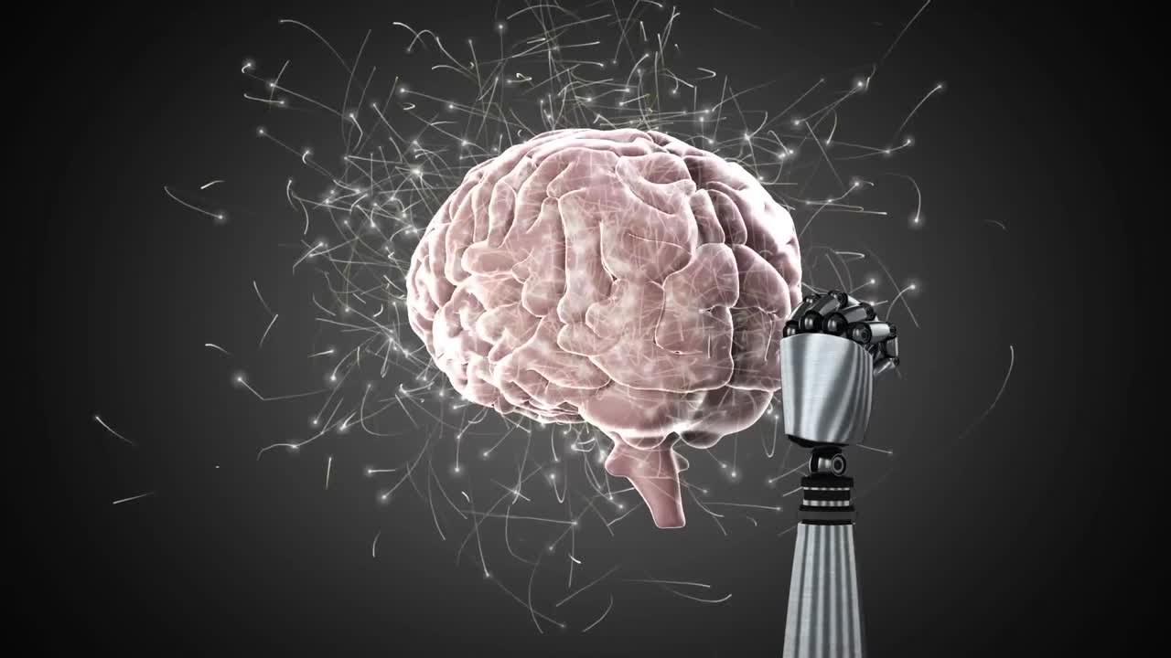 cerebro con un brazo robótico