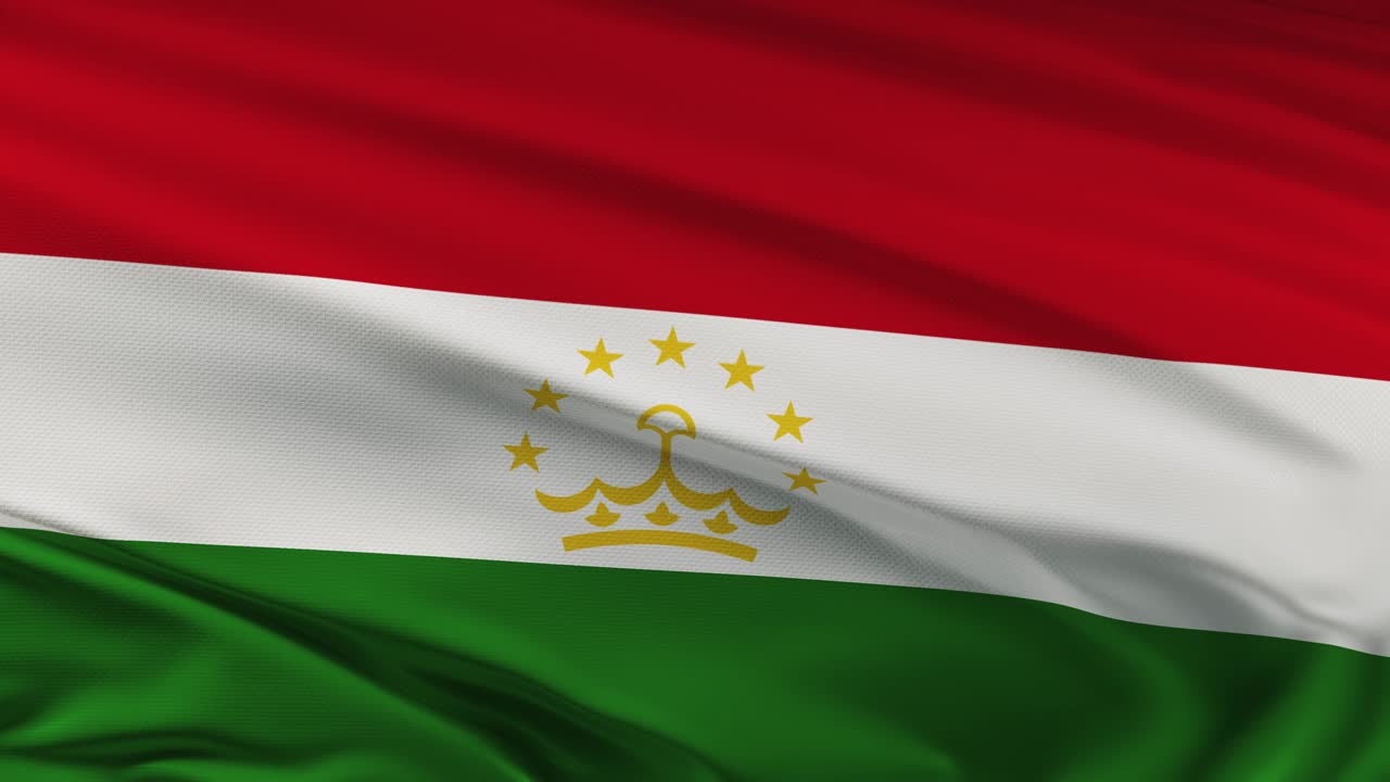 Tajikistan flag waving on wind seamles loop 3d animation. 4k resolution.