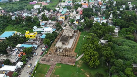 toma de arco aéreo del templo kailasanathar, kanchipuram, tamil nadu