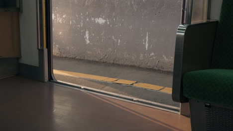 puerta del tren abierta desde el interior del transporte público