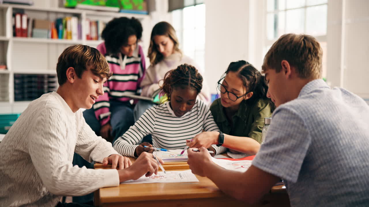 Students Collaborating on a School Project in the Classroom