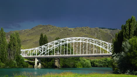 steel truss arch alexandra bridge on clutha river, new zealand