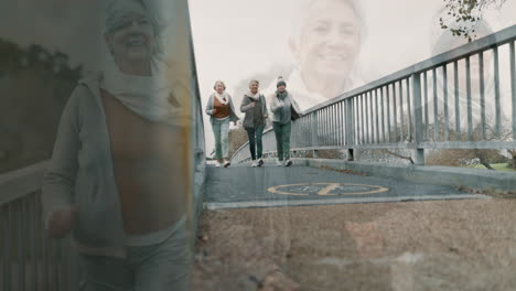 senior women, fitness and group in park