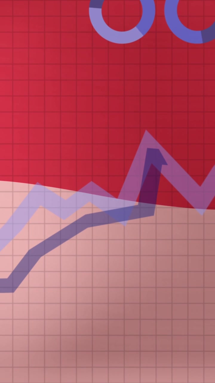 Animation of statistical data processing against waving indonesia flag background