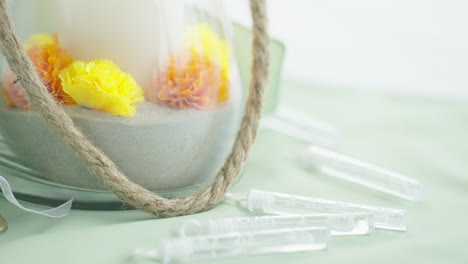 Detailed-shot-of-bubbles-and-decorations-at-wedding-venue