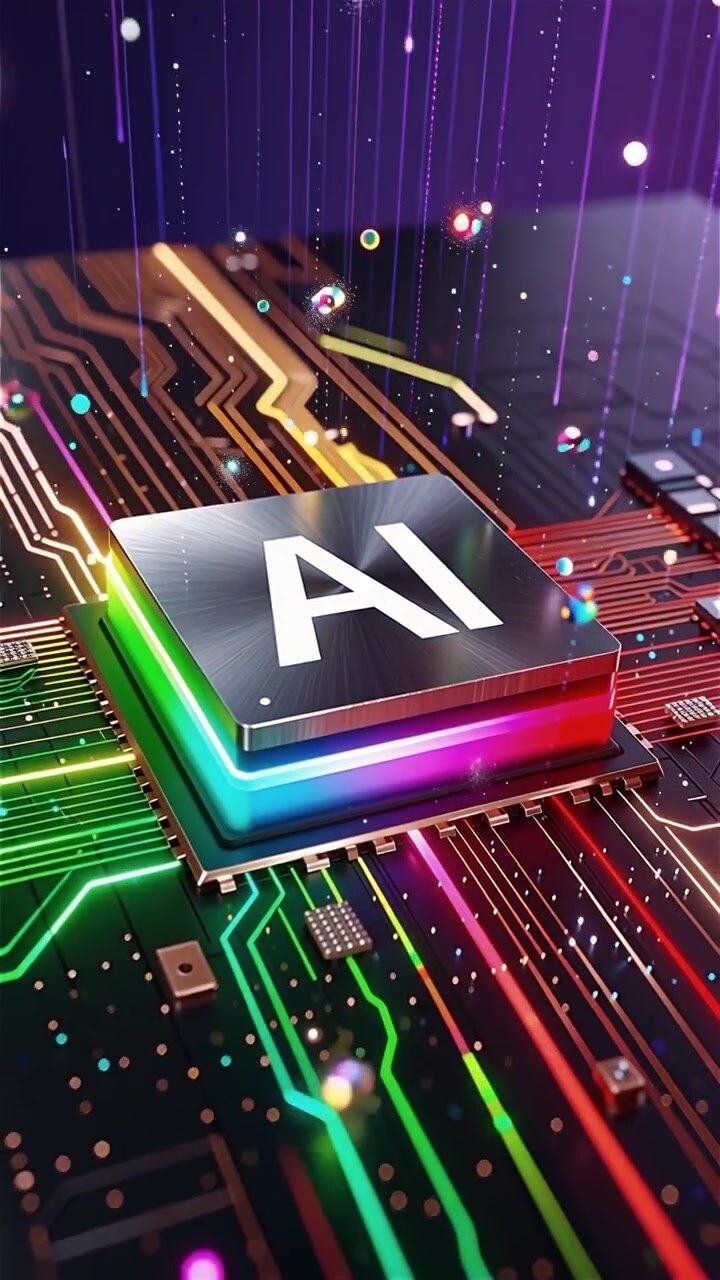 Futuristic AI Chip Motherboard Technology Background