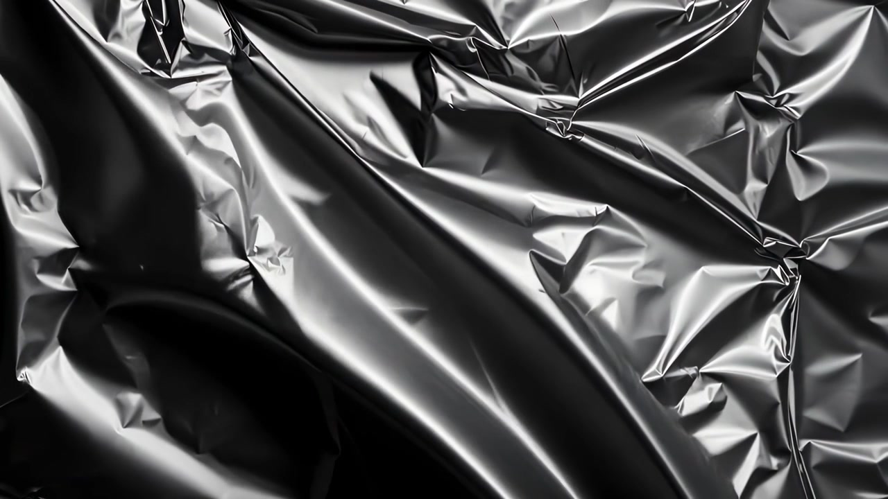 Dynamic Abstract Black Crumpled Plastic Texture Background