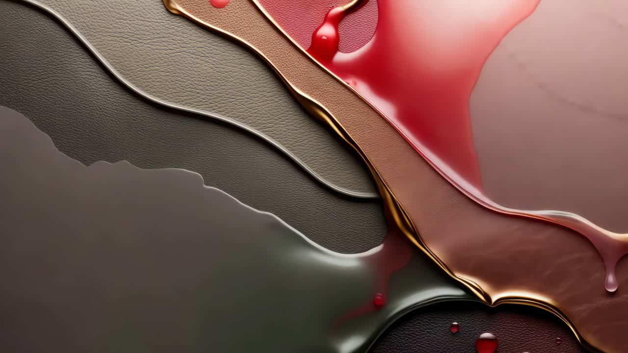 Art liquide abstrait aux tons or et rouge