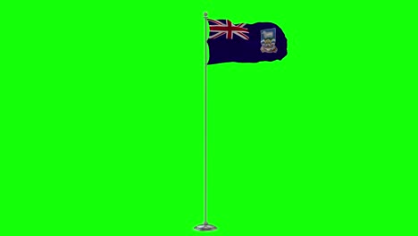 falkland islands 3d illustration of the waving flag on a pole with chroma key