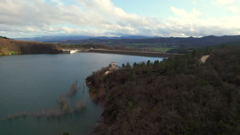 montedoglio mastery: aerial revelations of dam and lake majesty