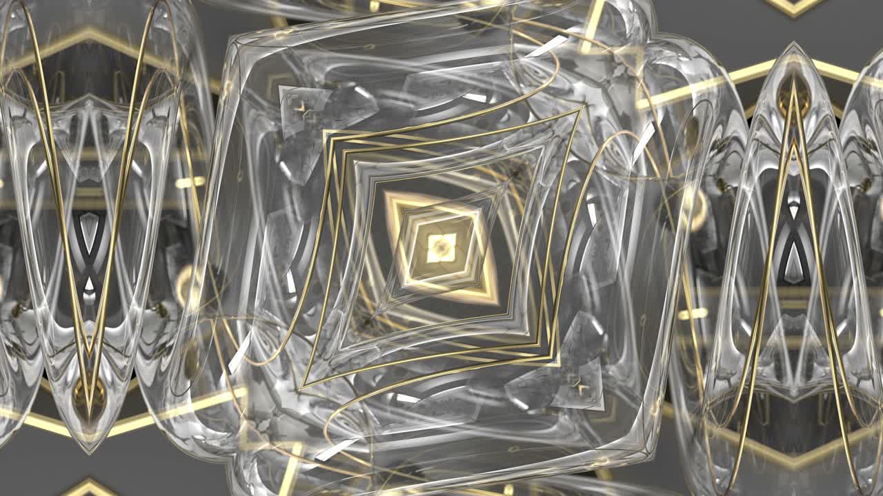 3d looped animation of rolling down balls through a tunnel. Geometric elegant design with smooth movement. Perpetual motion.