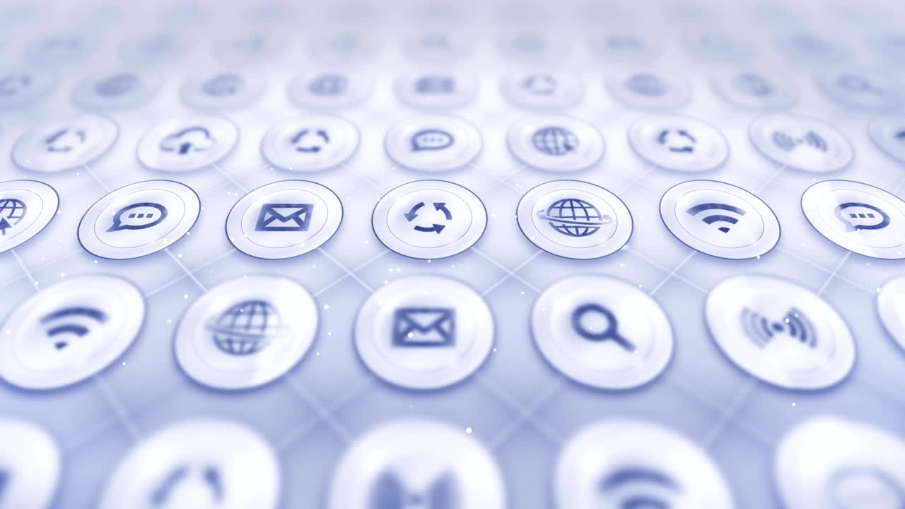 Set of Web Icons, Internet Communication Background, CG Loop Animation,