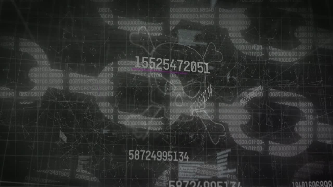 símbolo de peligro y red de conexiones sobre el icono de la cadena de seguridad contra fondo negro