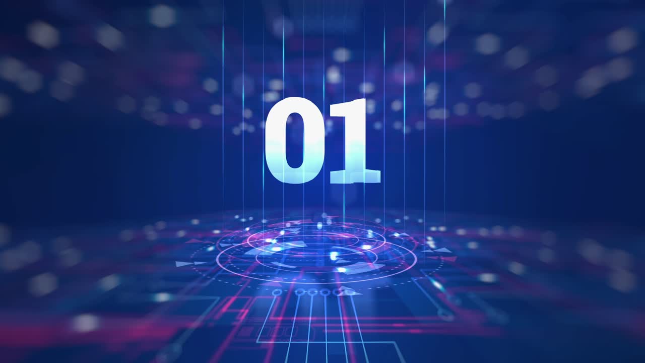 Digital Countdown Glitch light Ray