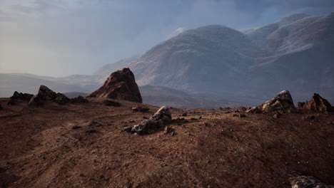 rock formations in desert of wadi rum