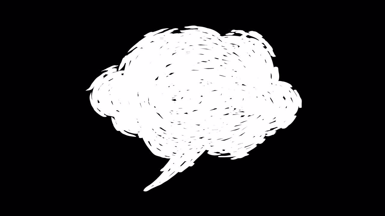 Hand-Drawn Scribble Speech Bubble Animation on Black Background