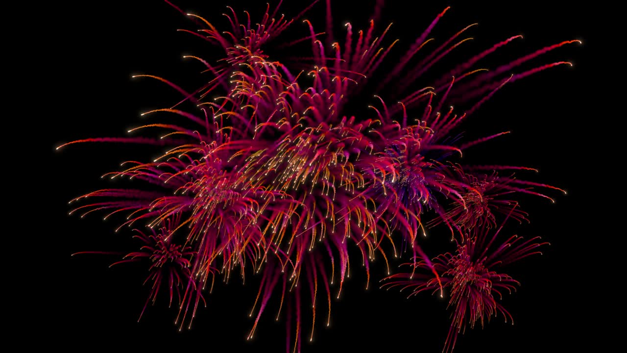 여러 번의 불꽃놀이 폭발과 함께 흔적이 있습니다.