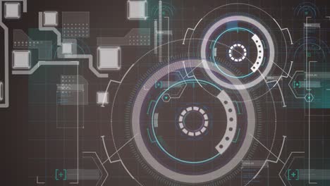 animation of scopes scanning and network of connections over grid