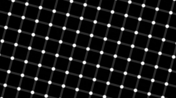 Roterende gitter med hvide prikker som optisk illusion