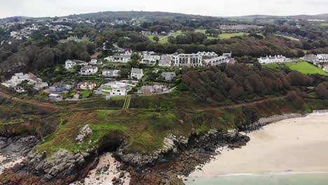 Aerial-forward-moving-shot-of-Porthminster-point-St-Ives-Cornwall-England-UK