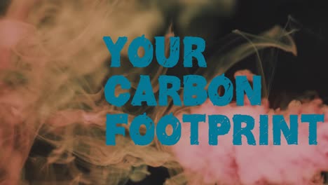 animation of your carbon footprint text over orange liquid on black background