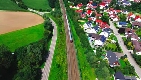 suburban passenger train drone flight 4k