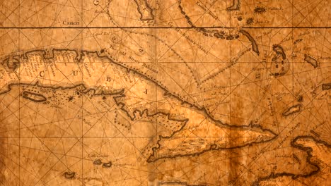 slider pan of vintage map of cuba and caribbean