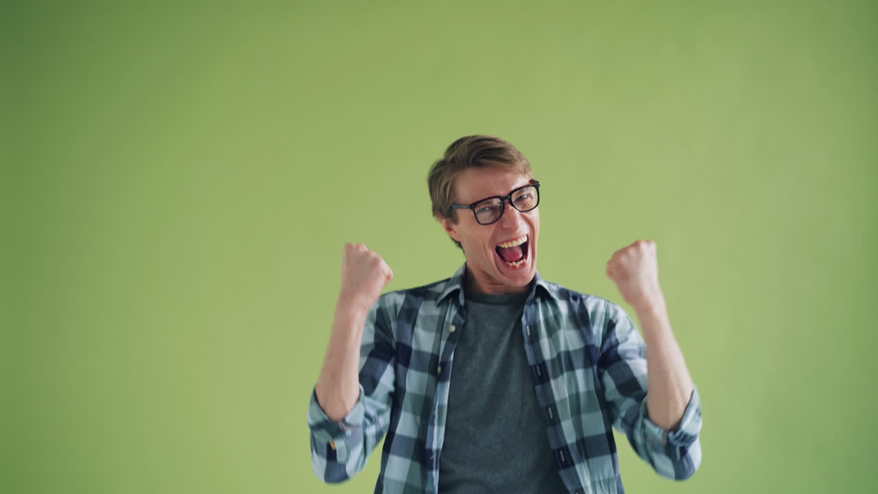 Happy Man in Plaid Shirt