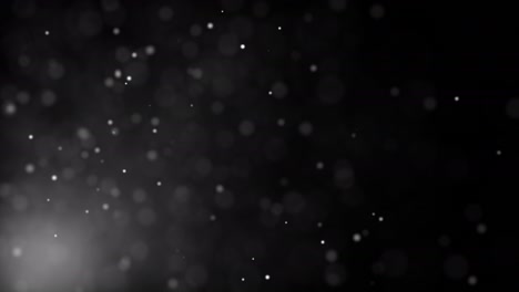 abstract loop dust particles glow floating on black background with flare light on bottom left for your screen project overlay. 4k 3d seamless looping white particles dust fly in the air. looped animation.