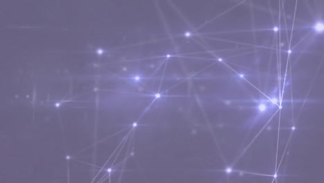 animación de una red de conexiones brillantes sobre un fondo púrpura