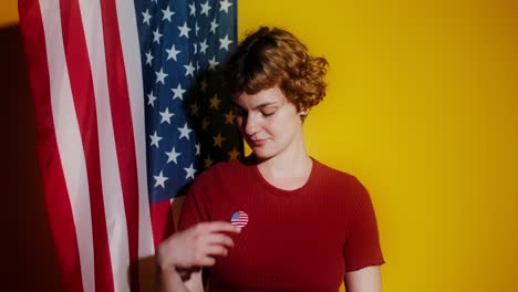 woman with american flag