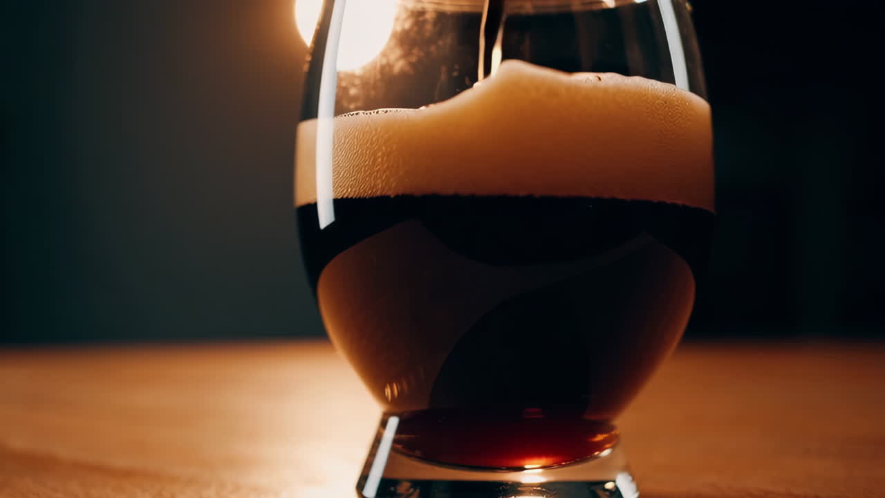 Pouring Dark Beer into Glass