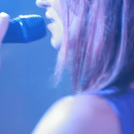 cantante con un micrófono en el escenario