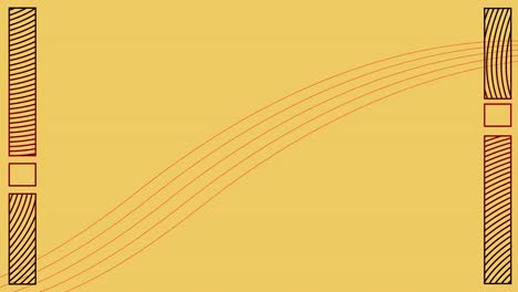 digital animation of lines and abstract shapes moving  against yellow background