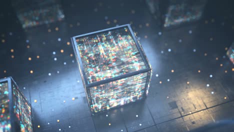 cubes with glitching digital noise seamless loop 3d render animation