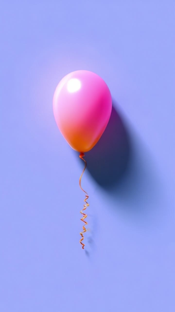 Palloncino rosa colorato che fluttua su uno sfondo blu tenue, catturando la gioia e l'allegria associate a celebrazioni e festività