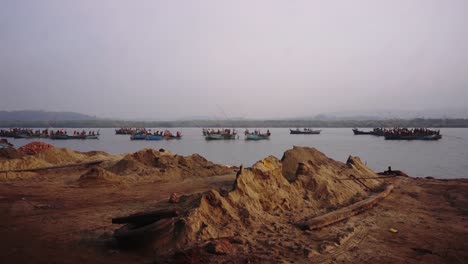 Local-workers-pulling-sand-for-cement,-India