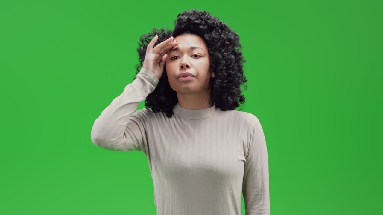 Green Screen young african female waiting friend